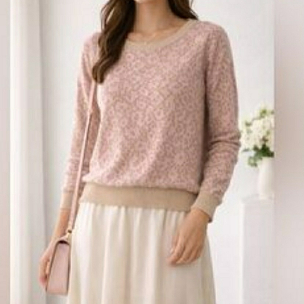 Dolan Pink And Beige Sweater With Cut Out Womens Size Small Anthropologie